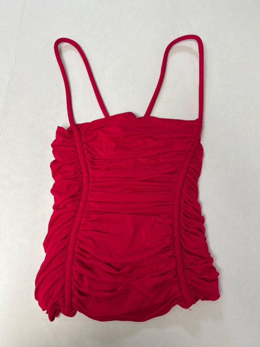 DSQUARED2 Spaghetti Strap Ruched Body Contour Top Bright Red Size Small NWT - Picture 2 of 6